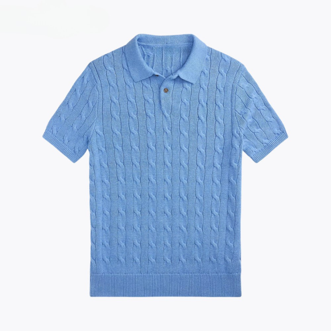 Cable-Knit Cotton Polo-Collar Jumper