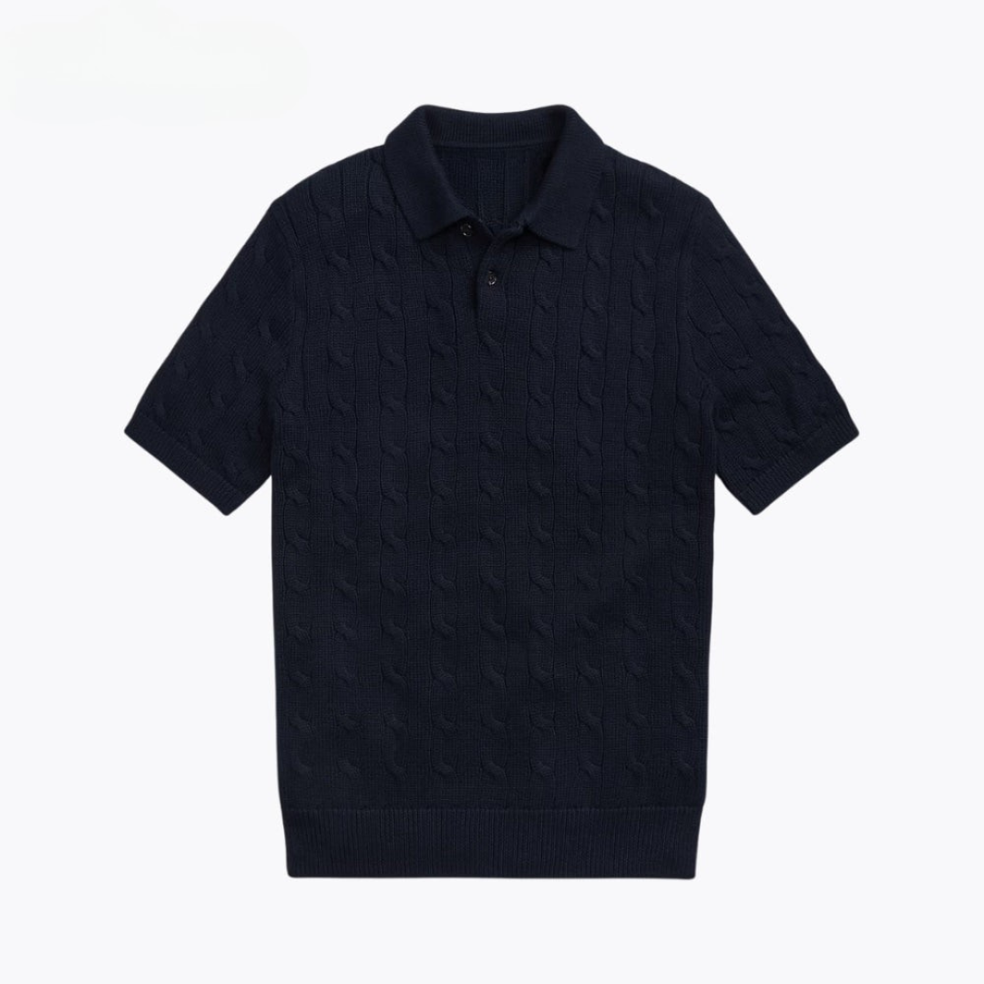 Cable-Knit Cotton Polo-Collar Jumper
